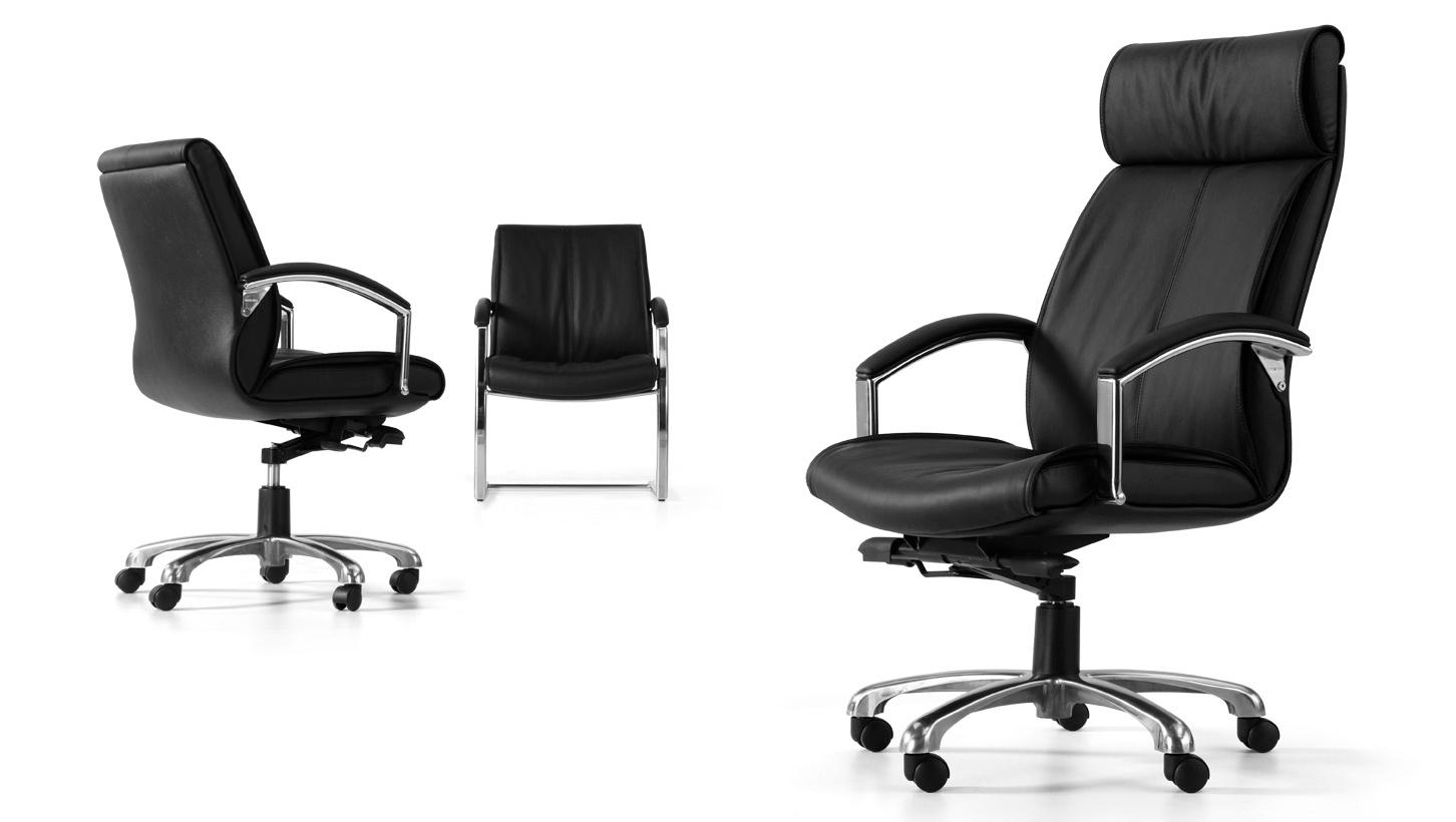 黑色升降調節高度老板辦公椅帶輪子扶手