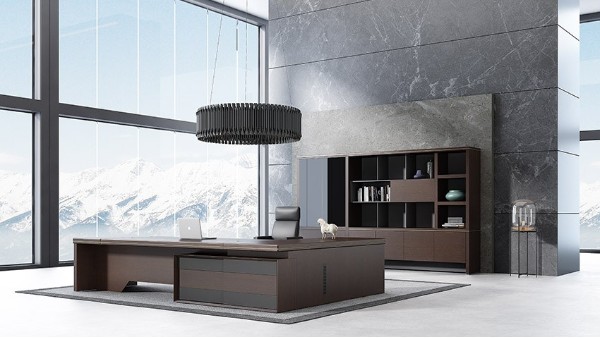 現代時尚高端實木老板辦公桌椅大班臺