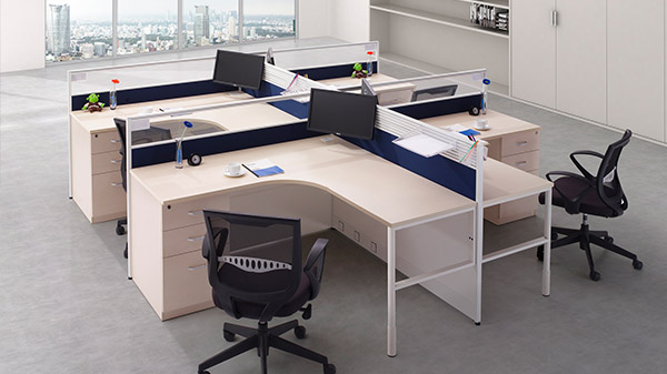 現(xiàn)代簡(jiǎn)約轉(zhuǎn)角四人屏風(fēng)隔斷辦公桌