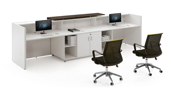 白色時(shí)尚簡(jiǎn)約雙人前臺(tái)辦公桌椅