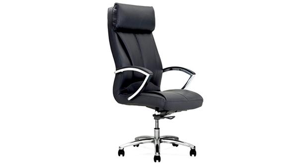 黑色升降調節高度真皮老板椅帶輪子扶手廠家